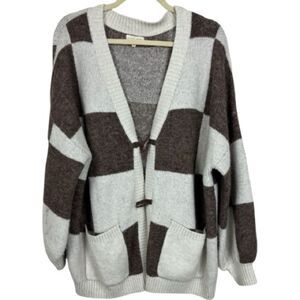 Gilded Intent Checkered wooden button cardigan sweater size M